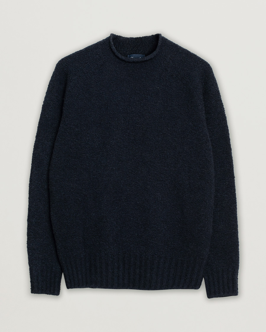 Men | Sweaters & Knitwear | Pre-owned | Drumohr Wool Boucle Mock Neck Navy 48