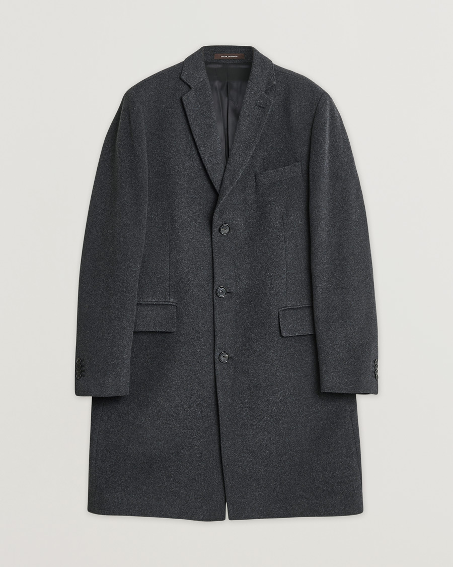 Men | Oscar Jacobson Savile Row Wool/Cashmere Coat Dark Grey 52 | Pre-owned | Oscar Jacobson Savile Row Wool/Cashmere Coat Dark Grey 52