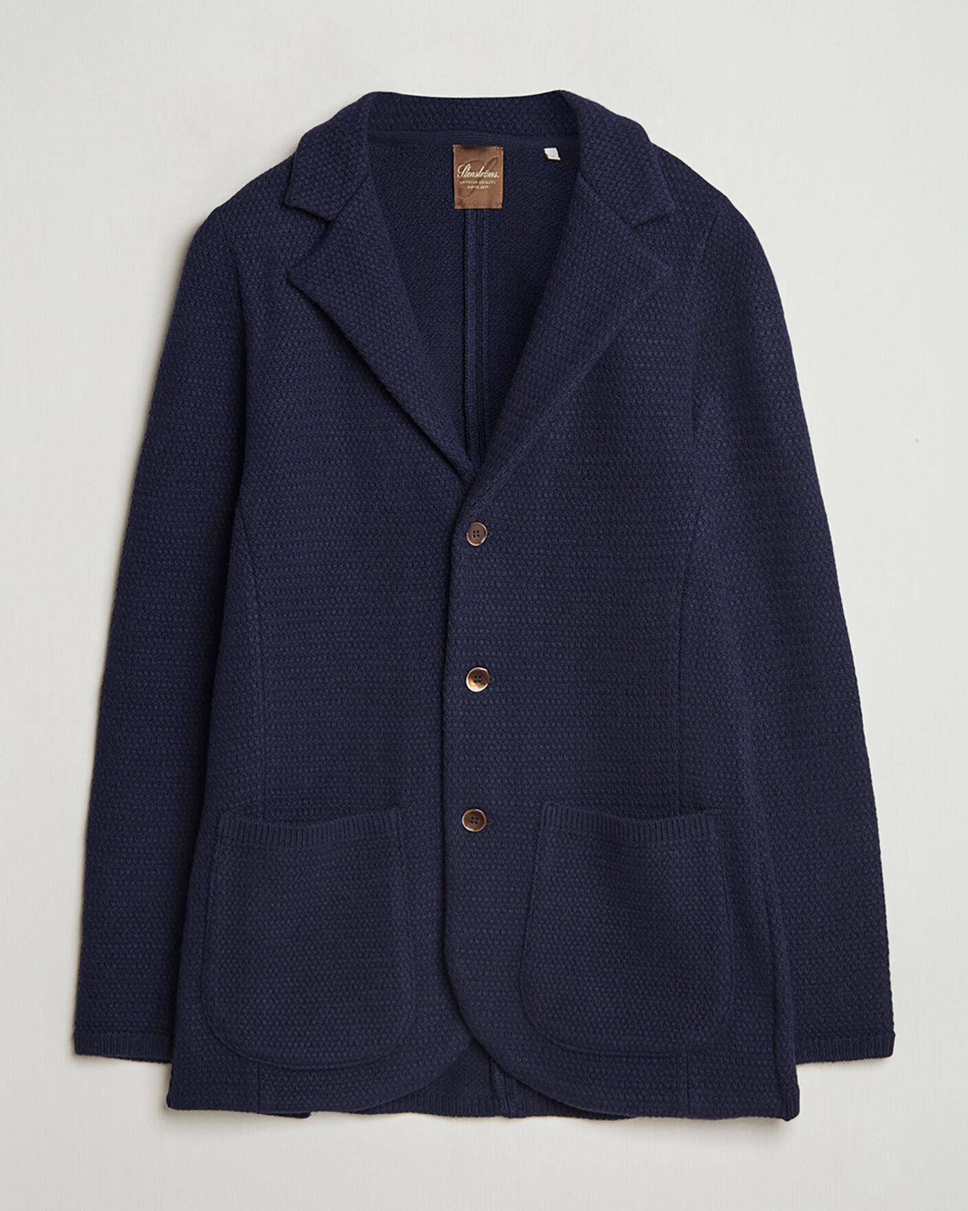 Men | Pre-owned Blazers | Pre-owned | Stenströms Knitted Textured Merino Wool Blazer Navy M