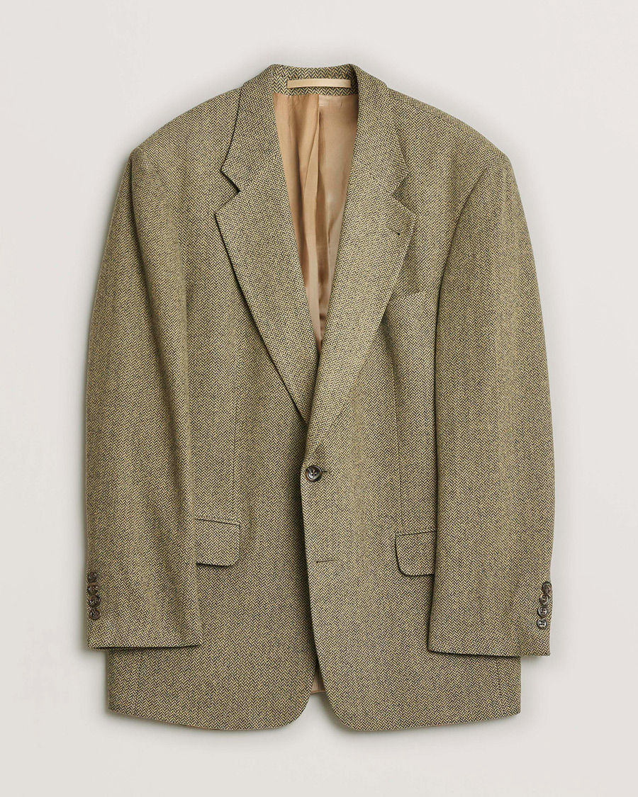 Men | BOSS Vintage Wool Herringbone Blazer Beige 50 | Pre-owned | BOSS Vintage Wool Herringbone Blazer Beige 50