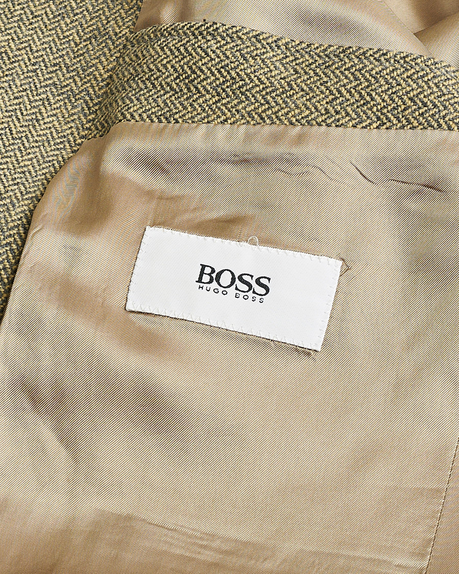 Men | BOSS Vintage Wool Herringbone Blazer Beige 50 | Pre-owned | BOSS Vintage Wool Herringbone Blazer Beige 50