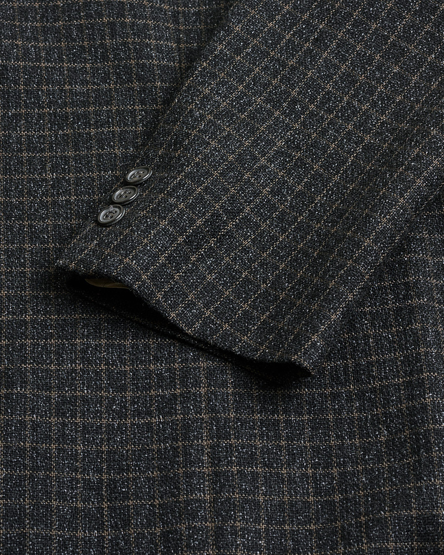 Men | Ermenegildo Zegna Vintage Wool Checked Blazer Dark Grey 50 | Pre-owned | Ermenegildo Zegna Vintage Wool Checked Blazer Dark Grey 50