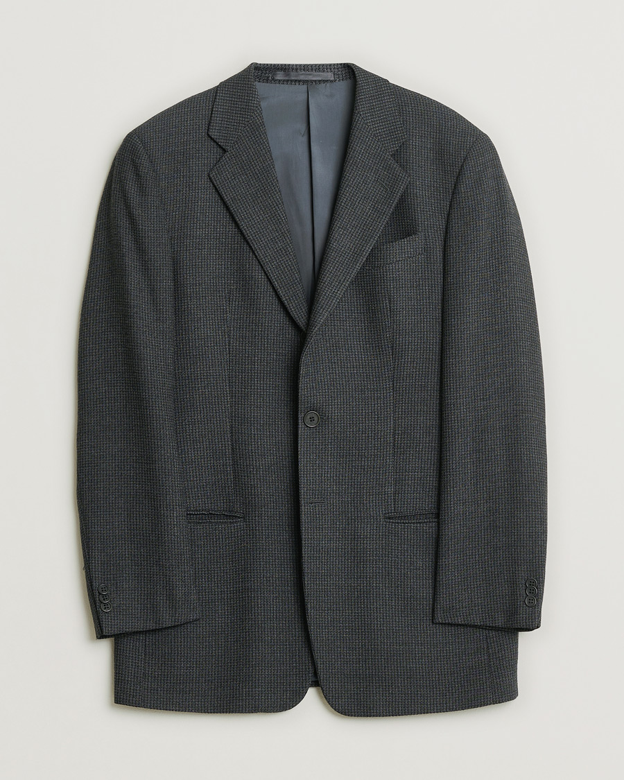 Men | Armani Collezioni Vintage Wool Blazer Dark Grey 48 | Pre-owned | Armani Collezioni Vintage Wool Blazer Dark Grey 48