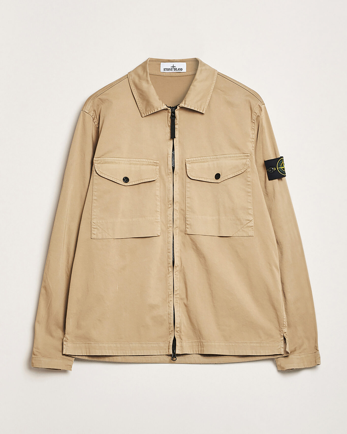 Men | Pre-owned Coats & Jackets | Pre-owned | Stone Island Cotton Stretch Zip Overshirt Biscuit XL