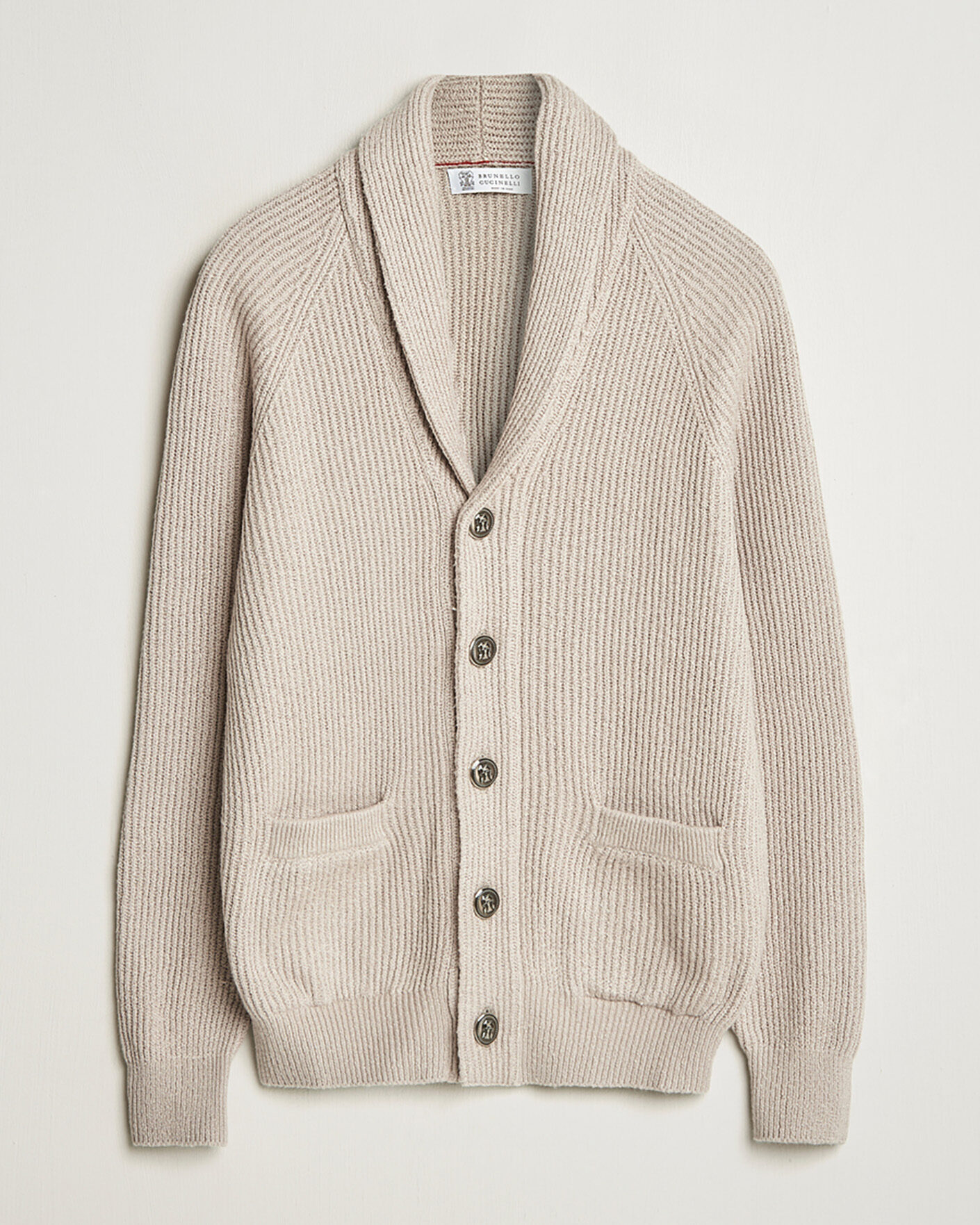 Men | Pre-owned Sweaters & Knitwear | Pre-owned | Brunello Cucinelli Heavy Rib Shawl Cardigan Beige 52
