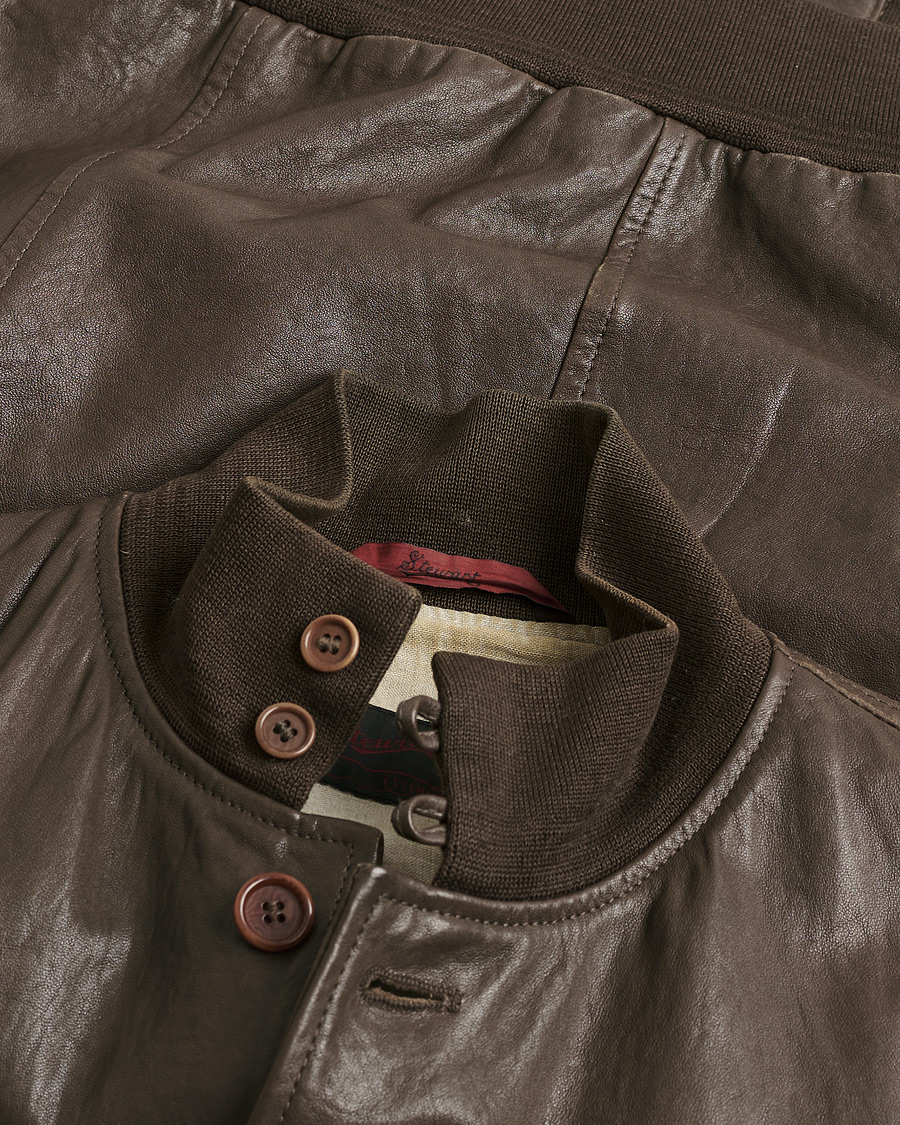 Men | Pre-owned Coats & Jackets | Pre-owned | Stewart Calf Bomber Jacket Dark Brown L
