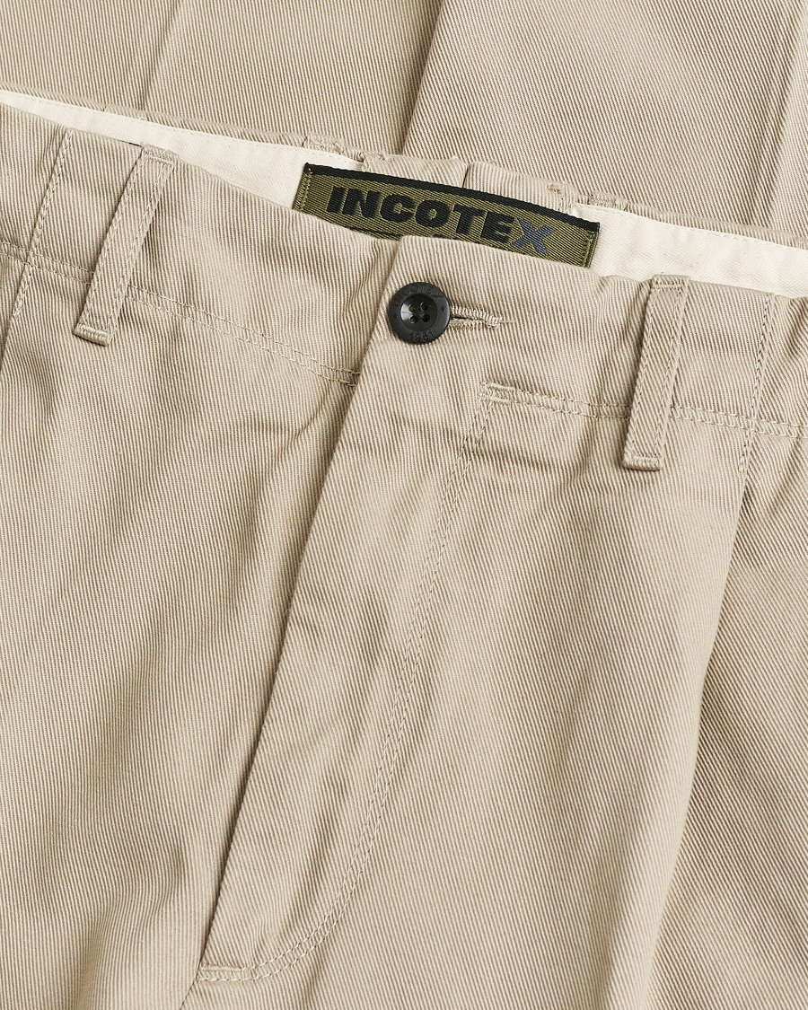 Men | Incotex Regular Fit Uniform Cotton Slacks Beige W32 | Pre-owned | Incotex Regular Fit Uniform Cotton Slacks Beige W32