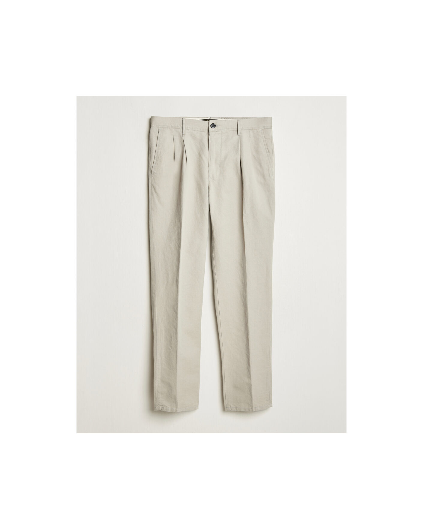 Men | Pre-owned Trousers | Pre-owned | Incotex Tapered Fit Pleated Linen Slacks Light Beige W33