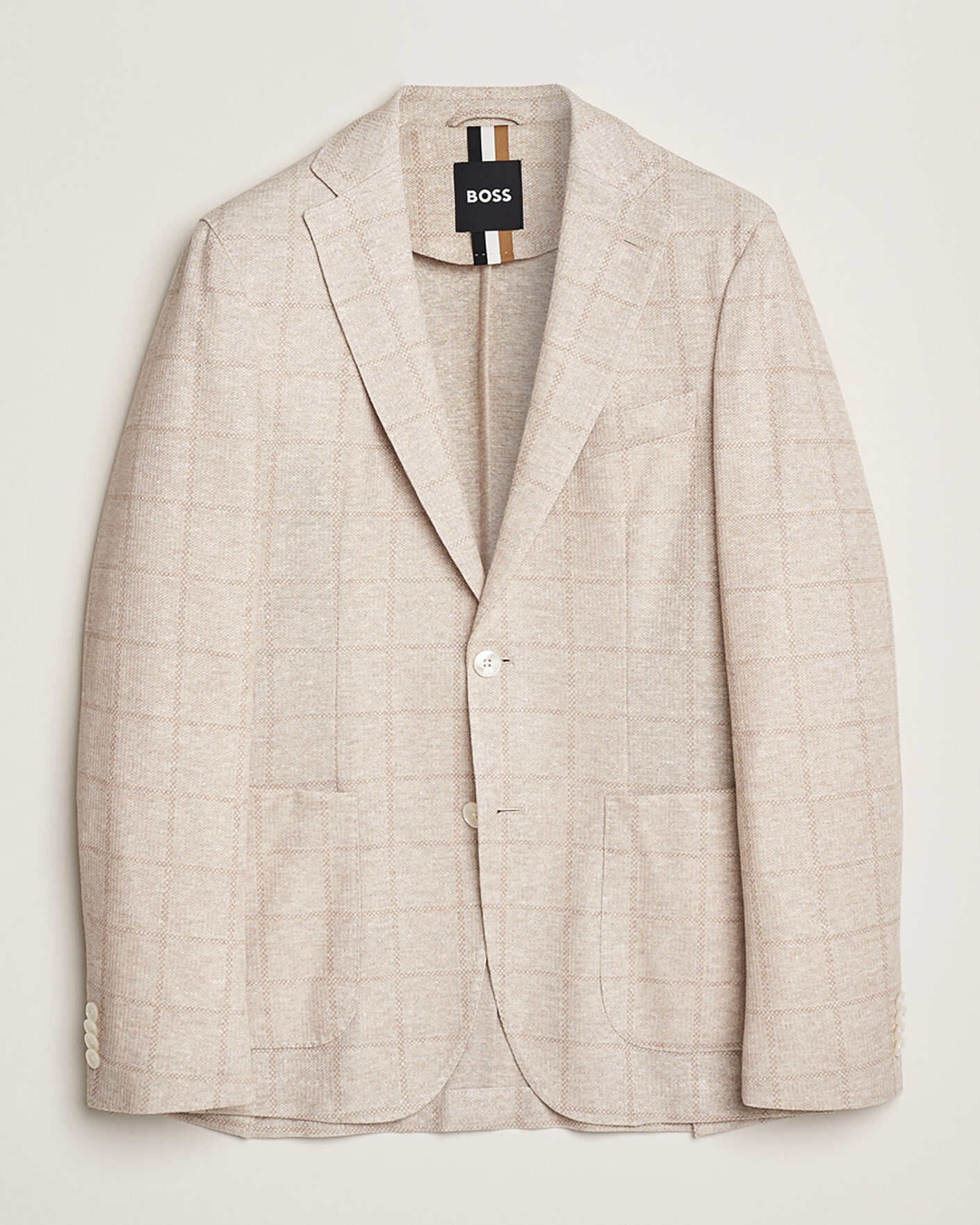 Men | Pre-owned Blazers | Pre-owned | BOSS BLACK Hanry Checked Jersey Patch Pocket Blazer Open White 52
