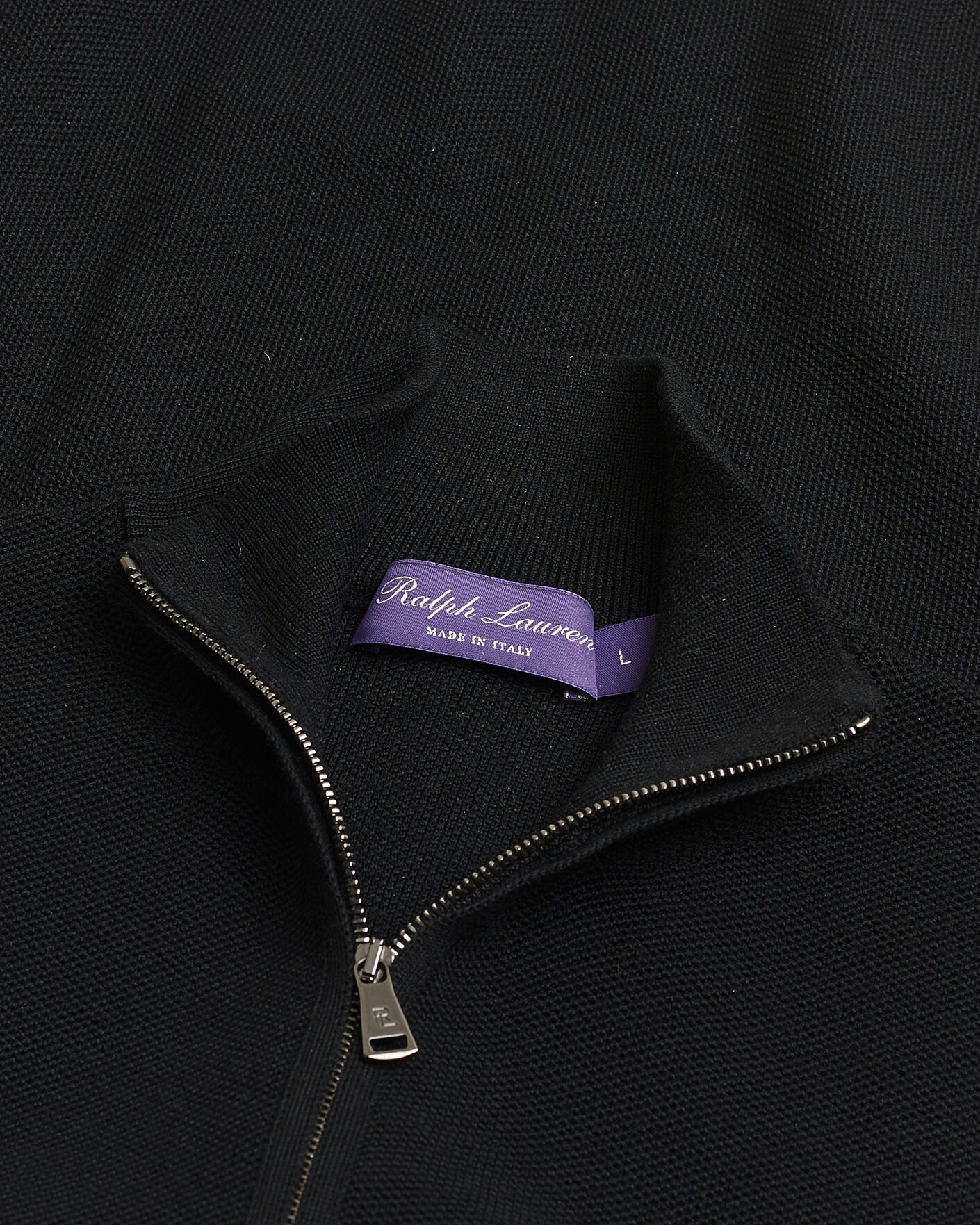 Men | Pre-owned Sweaters & Knitwear | Pre-owned | Ralph Lauren Purple Label Wool Pique Half Zip Polo Black L