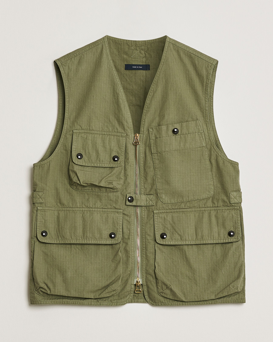 Men | Drake's Ripstop Utility Cotton Vest Green UK36 - EU46 | Pre-owned | Drake's Ripstop Utility Cotton Vest Green UK36 - EU46