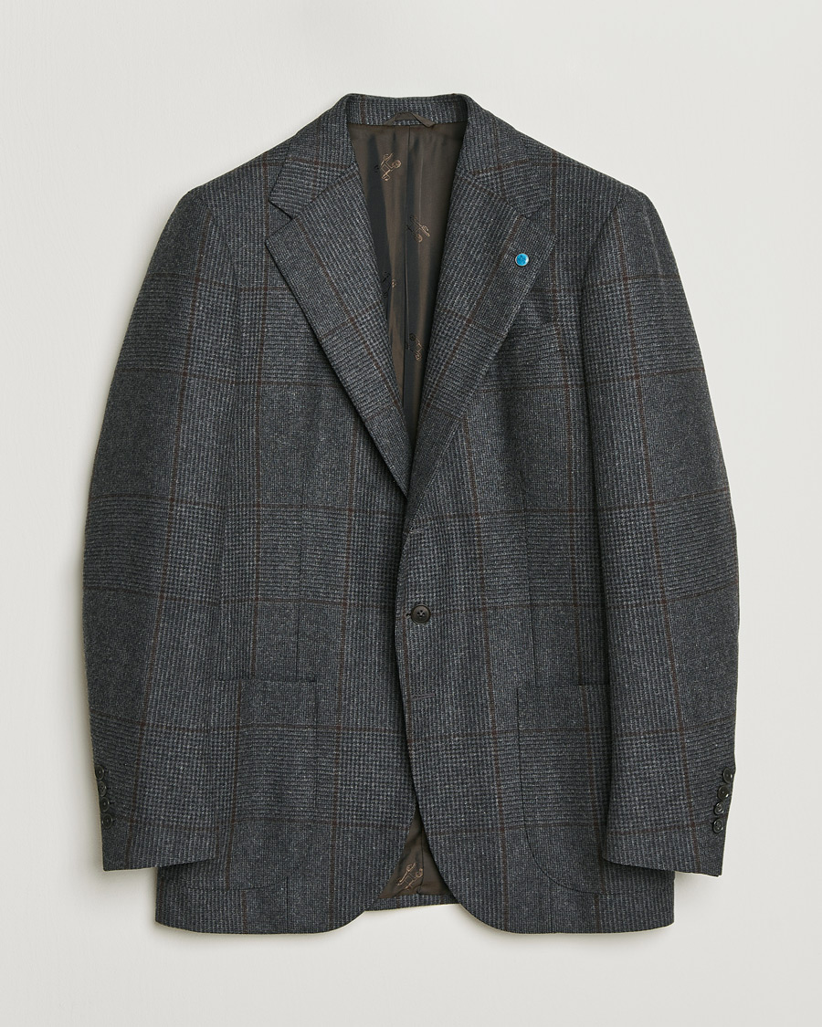 Men | Eidos Napoli Wool Checked Blazer Dark Grey 50 | Pre-owned | Eidos Napoli Wool Checked Blazer Dark Grey 50