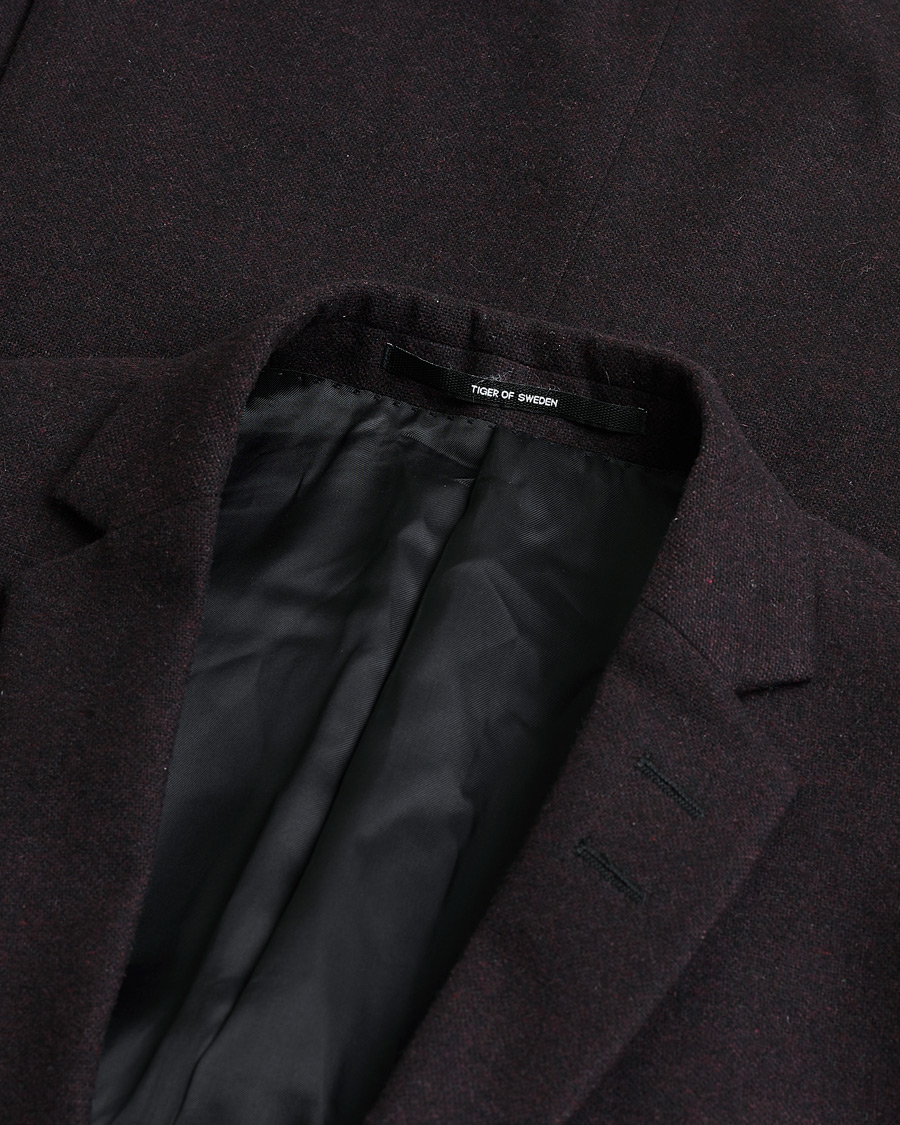 Men | Pre-owned Blazers | Pre-owned | Tiger of Sweden Flannel Wool Blazer Burgundy 48