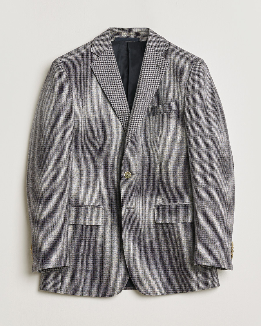 Men | Caruso Cashmere Blend Houndstooth Blazer Grey 48 | Pre-owned | Caruso Cashmere Blend Houndstooth Blazer Grey 48