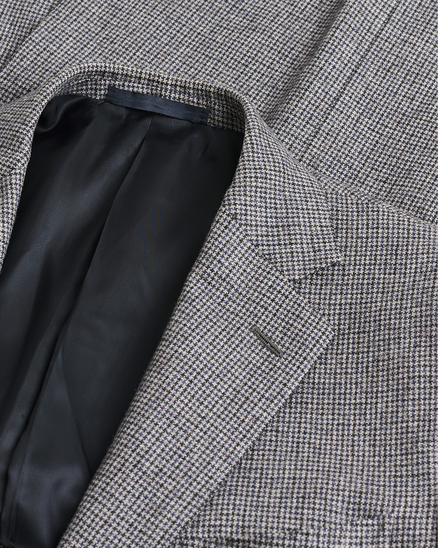 Men | Caruso Cashmere Blend Houndstooth Blazer Grey 48 | Pre-owned | Caruso Cashmere Blend Houndstooth Blazer Grey 48