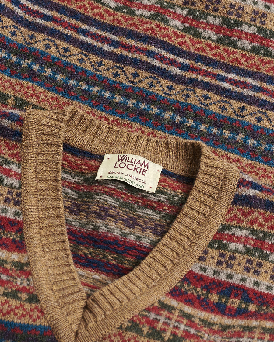 Men | William Lockie Wool Fair Isle Vest Tan S | Pre-owned | William Lockie Wool Fair Isle Vest Tan S