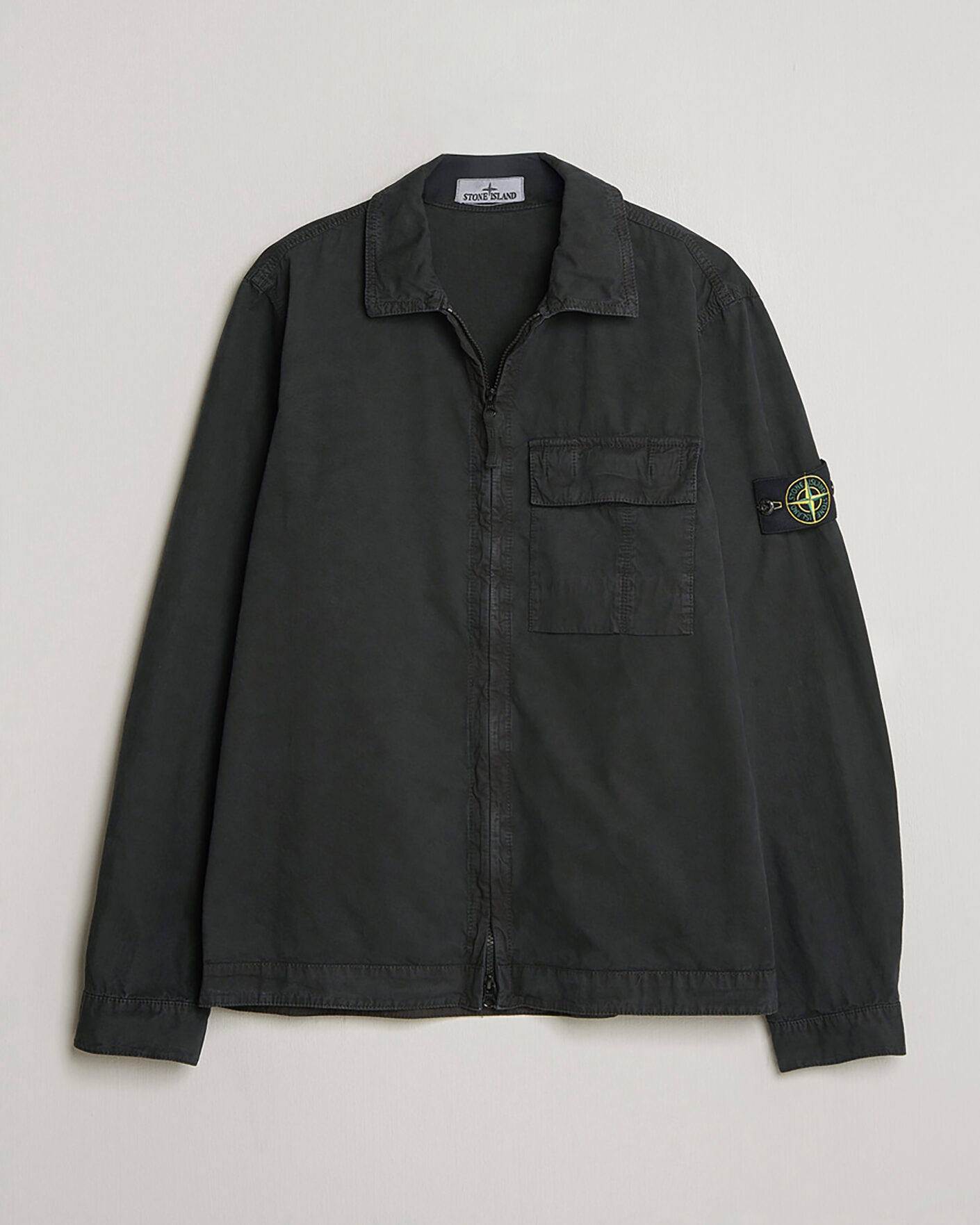 Men | Pre-owned Shirts | Pre-owned | Stone Island Brushed Cotton Canvas Zip Overshirt Black S