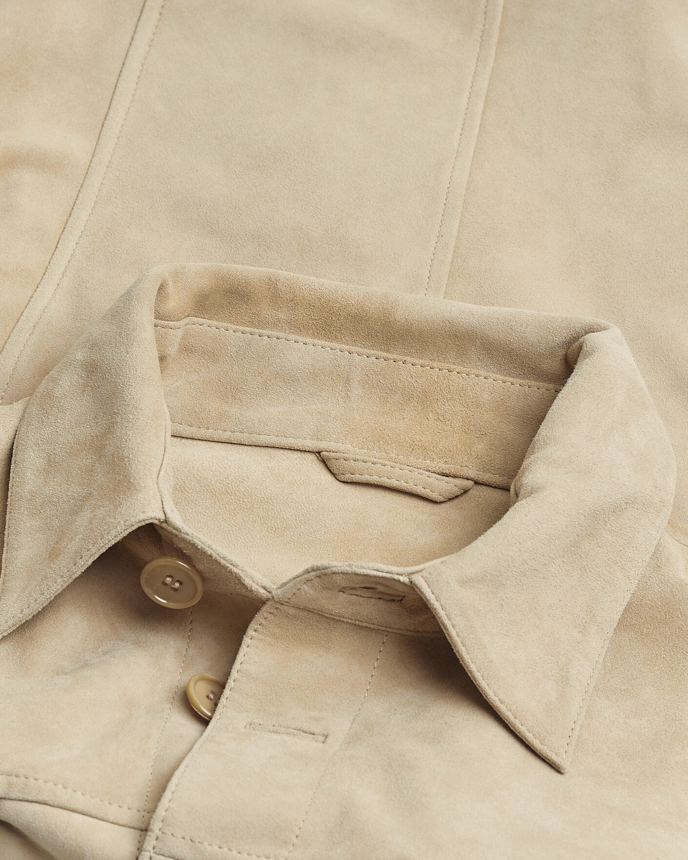 Men | Stenströms Suede Pocket Overshirt Beige M | Pre-owned | Stenströms Suede Pocket Overshirt Beige M
