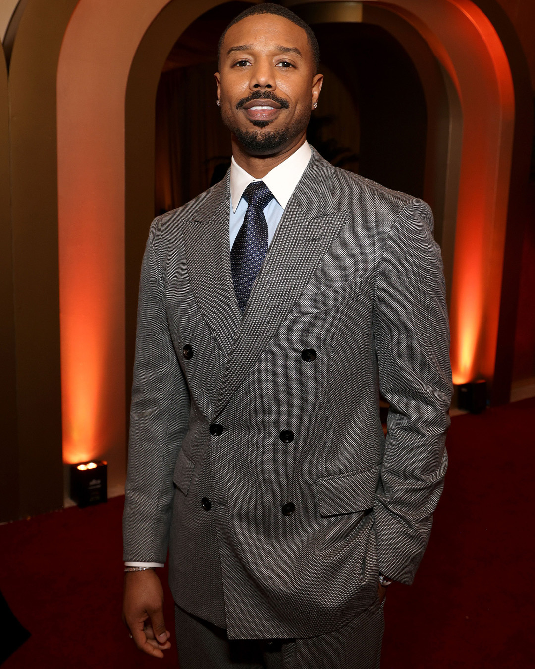 Michael B. Jordan (Sinners) In Tom Ford and David Yurman jewelry.